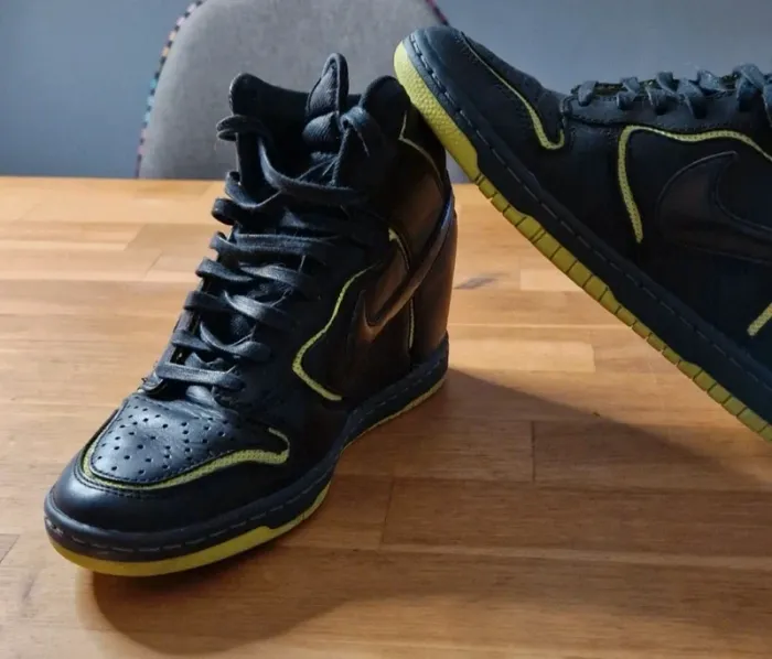 Baskets Nike dunk compensées noir et vert fluo - photo numéro 8