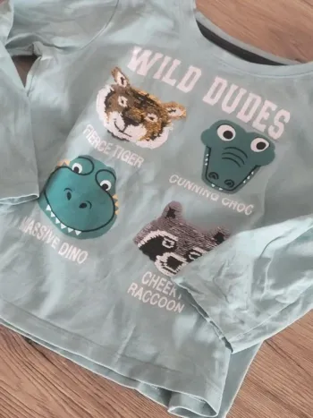 T-shirt col rond manches longues à sequins animaux 6ans C&A
