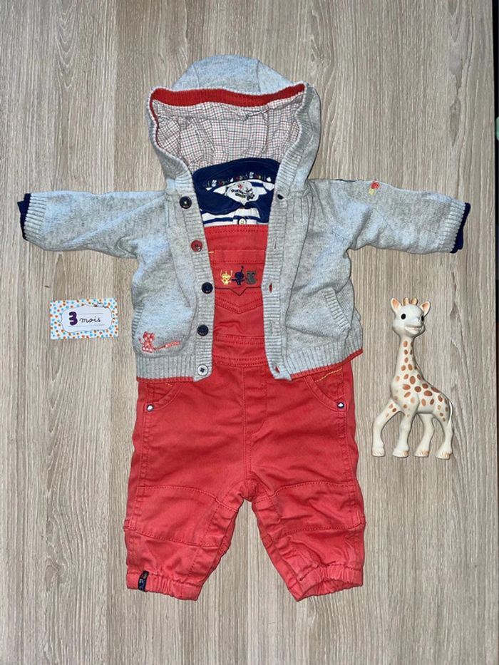 Ensemble Sergent Major 3 mois polo+ salopette + gilet