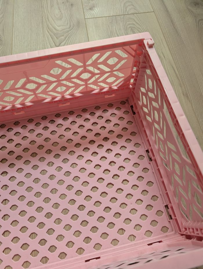 Caisse pliable rose + panier - photo numéro 4