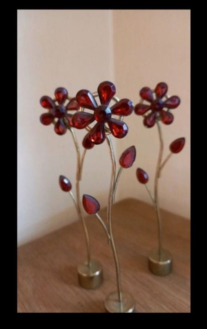 Porte photos fleurs strass rouge