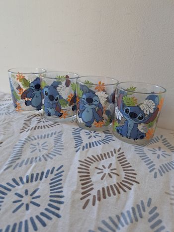 4 verres Stitch Disney Neuf