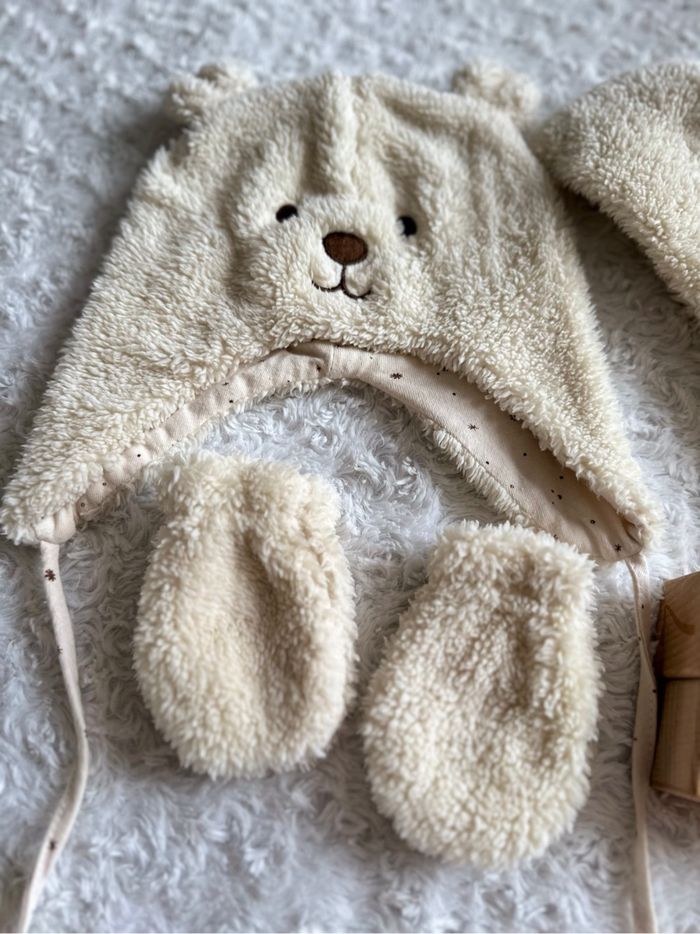 Ensemble bonnet + moufles + cache nez 12 mois - photo numéro 2