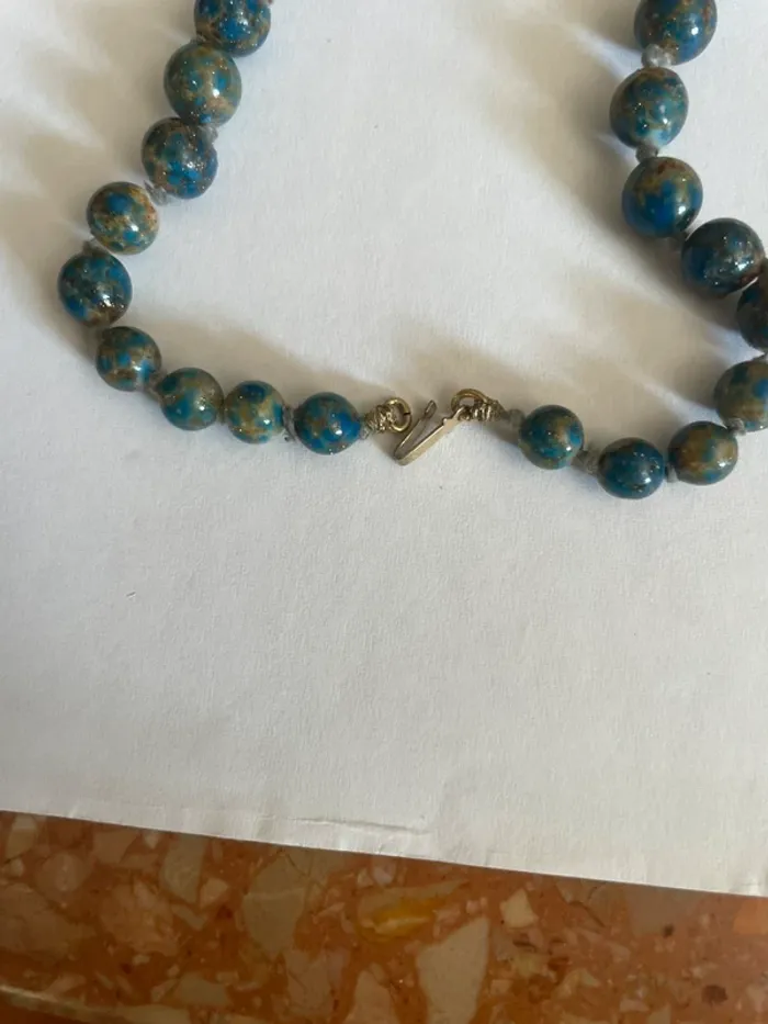 Collier pierre bleu-vert ancien - photo numéro 6