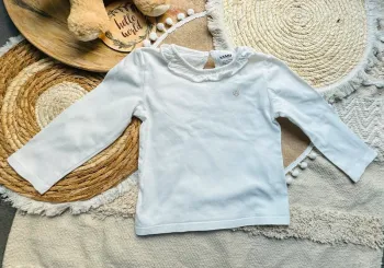 Blouse Kiabi blanche petit cœur 18M 81cm