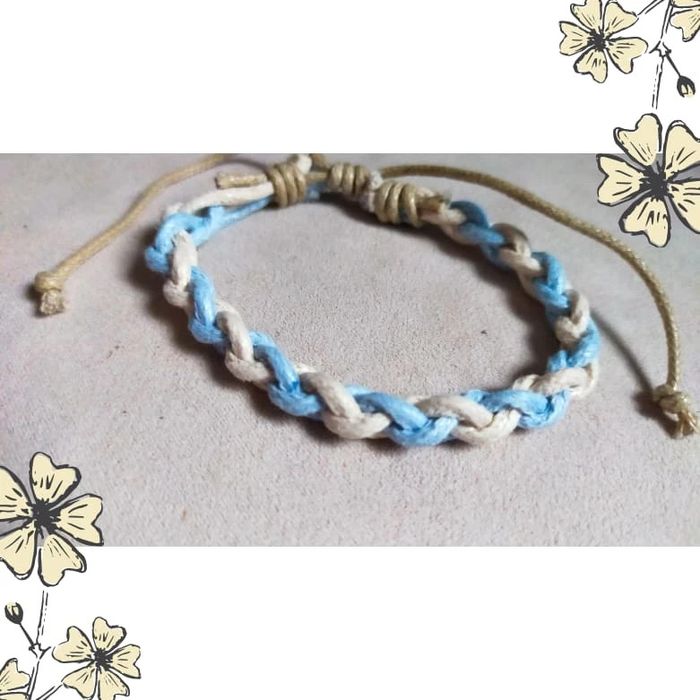 Bracelet tressé bleu beige | Bracelet réglable bohème unisexe