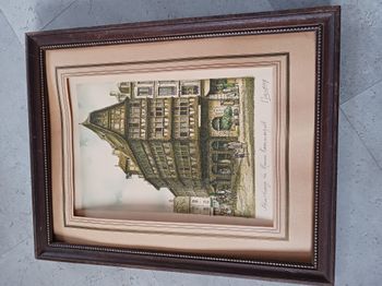 tableau cadre bois marron et doré La maison Kammerzell à Strasbourg 30 x 38 cm