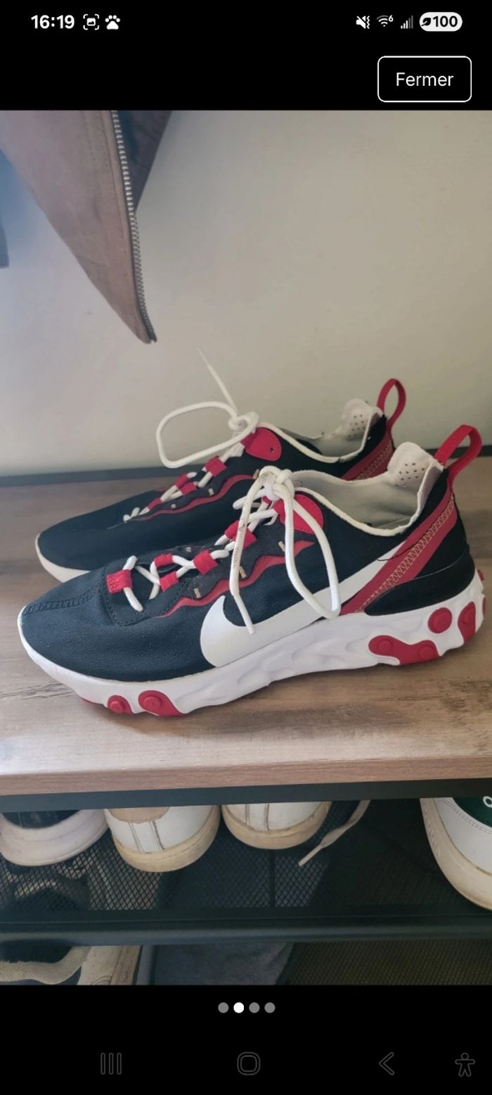 Nike react element 55 noire et rouge - photo numéro 2