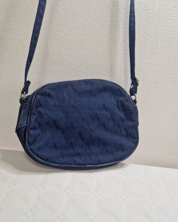 Petit sac à main bandoulière , vintage , bleu marine - photo numéro 2