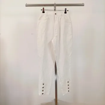 Pantalon Naf naf vintage blanc, corsaire, coton et lin taille 40 A316