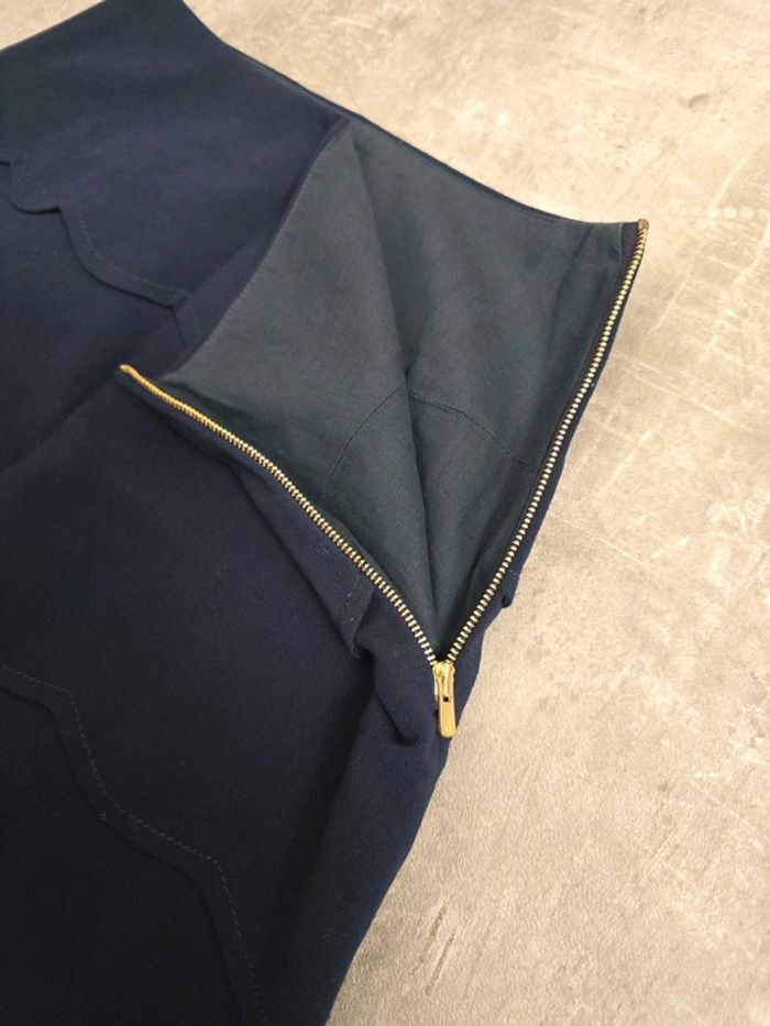 Jupe Sandro bleu marine à volants ondulés taille 36 S chic - photo numéro 3