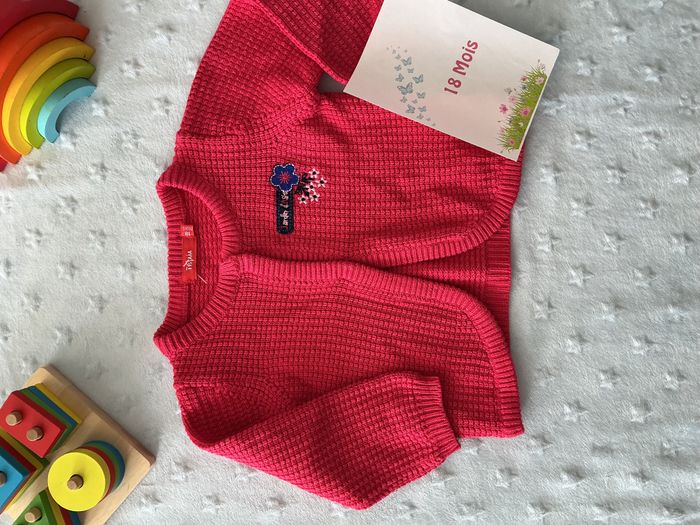 gilet fuchsia broderie poitrine 18 mois tissaia - photo numéro 3