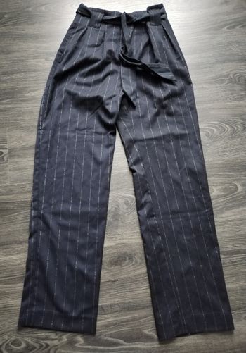 Pantalon bleu marine rayé argenté 34 XS Kiabi NEUF
