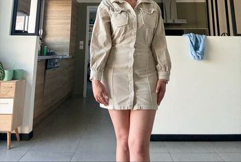 Robe en velours beige