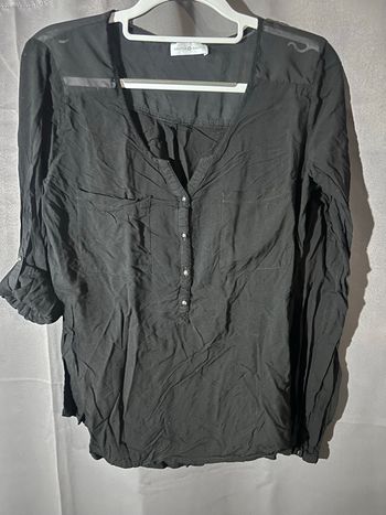 Chemisier noir, manches longues, taille L