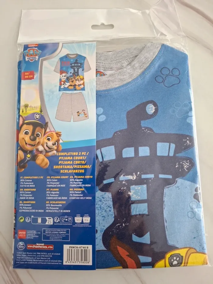 Ensemble short Tee-shirt Pat Patrouille Paw Patrol neuf avec étiquette taille 3 ans - photo numéro 2