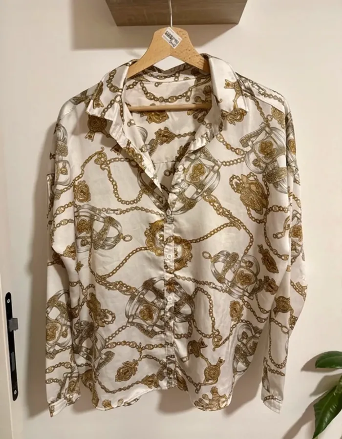 Chemise vintage motifs chaîne satinée