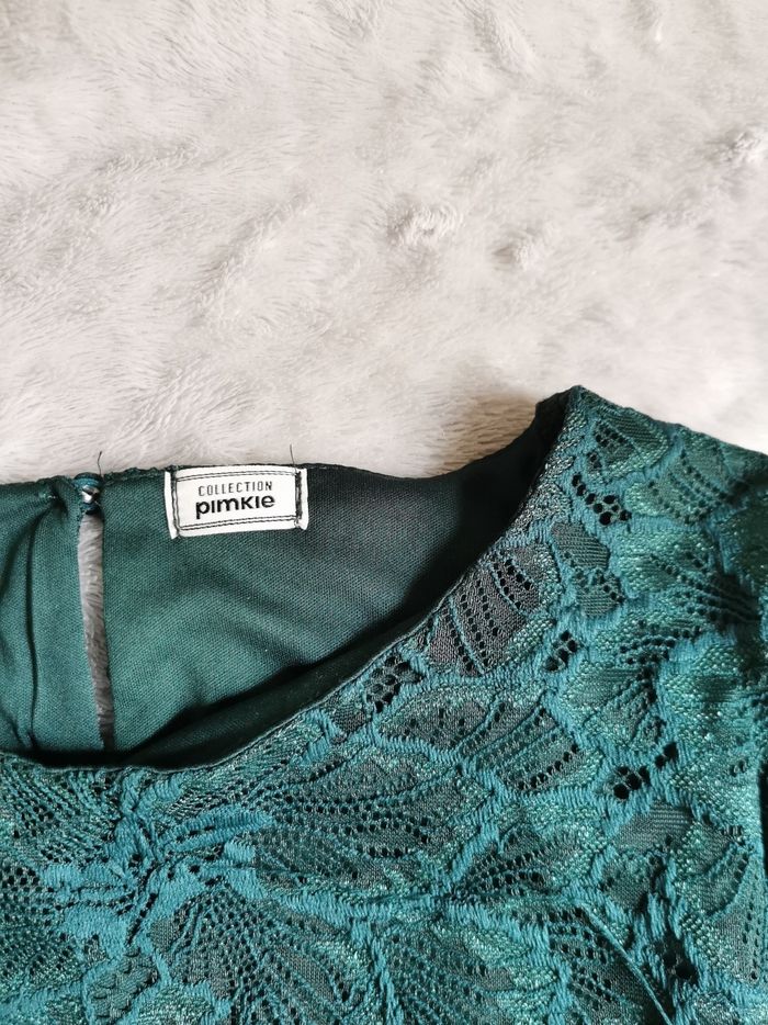 Haut vert émeraude effet dentelle - photo numéro 4