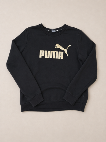 Sweat Puma noir homme taille L logo doré vintage
