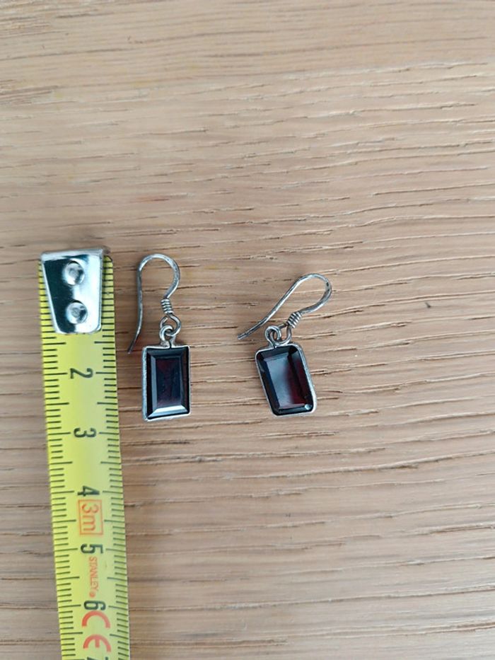 Boucles d'oreilles pendantes pierre grenat - photo numéro 8