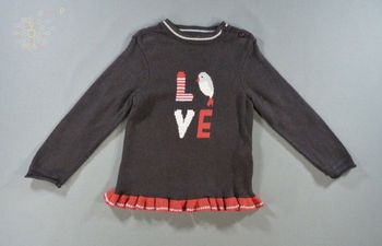 Pull tricot marron rouge oiseaux Orchestra 18 mois 81 cm fille