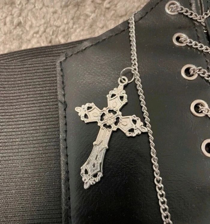 A37 ceinture gaine corset vintage rétro gothic noire ajustable - photo numéro 2