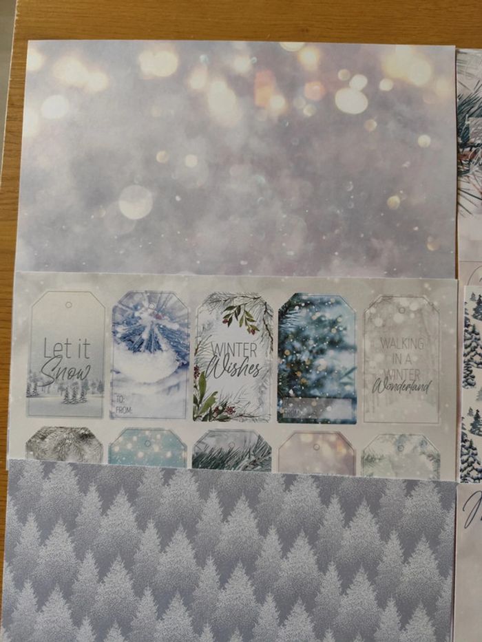 Lot de 8 feuilles scrapbooking Noël enneigé #2 - photo numéro 3