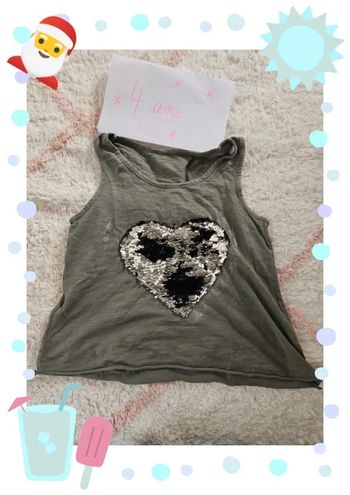 Debardeur kaki vert sequin 4 ans