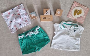 Ensemble Obaïbi polo blanc + short vert 3M (BE)