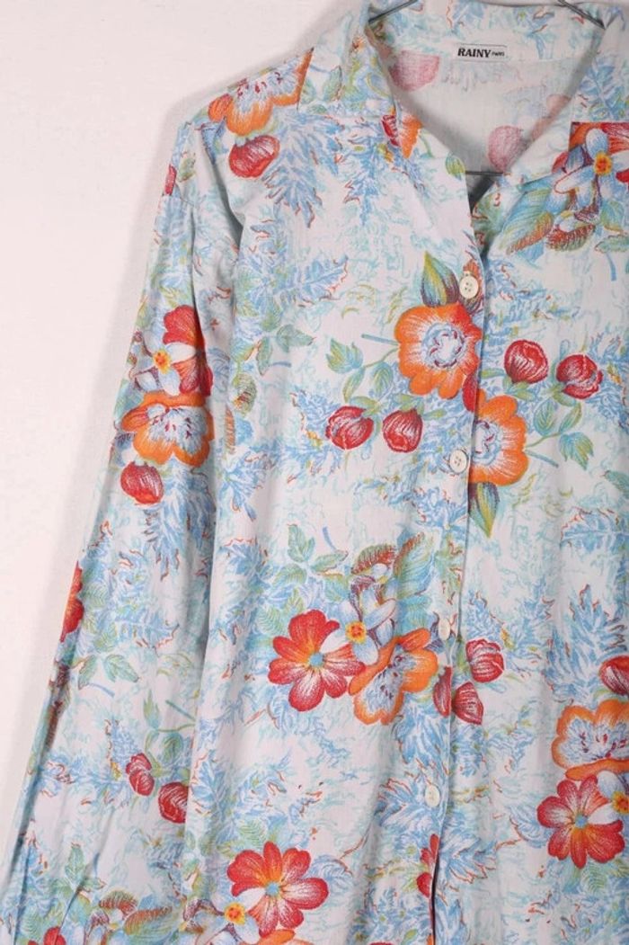 Chemise vintage 80-90's en coton motif fleuri (#250017) - photo numéro 2