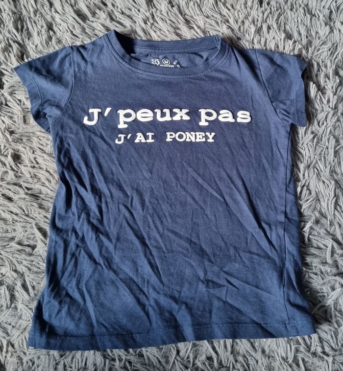 T-shirt marine (Je peux pas j'ai poney) 6ans mixte