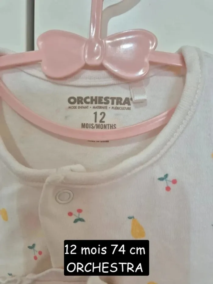 Orchestra Dors-bien en jersey print fruits pour bébé fille 12 mois 74 cm pyjama - photo numéro 3