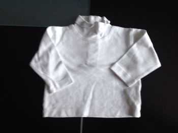 Tee-shirt col roulé blanc mixte - 6 mois