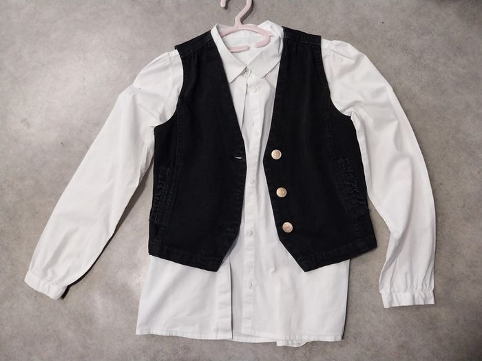 chemise + gilet boléro fille 10 ans mng