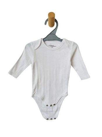 Body blanc à manches longues (rayures en relief) - Kitchoun 3 mois (60cm)