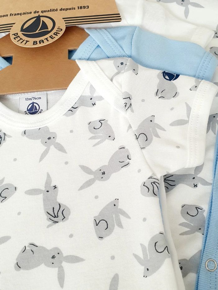 Pyjama + bodies Petit Bateau - 12M - photo numéro 2