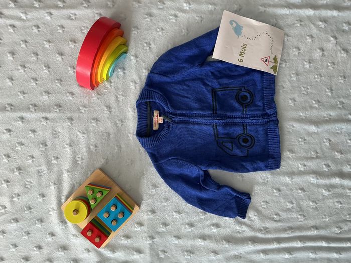 gilet zippé bleu impression devant 6 mois du pareil au même - photo numéro 2