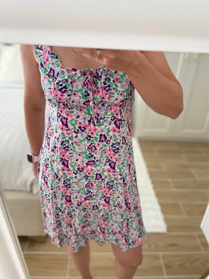 Robe fleuri rose/lila/ violet/ vert 36 neuf - photo numéro 4
