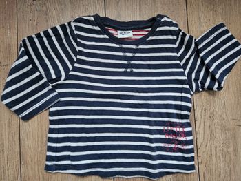 T.shirt manches longues rayé bleu marine et blanc Tape à l'oeil 9 mois