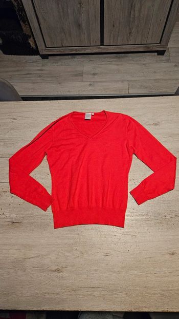 Pull rouge à manches longues, col V, Luna's, taille S