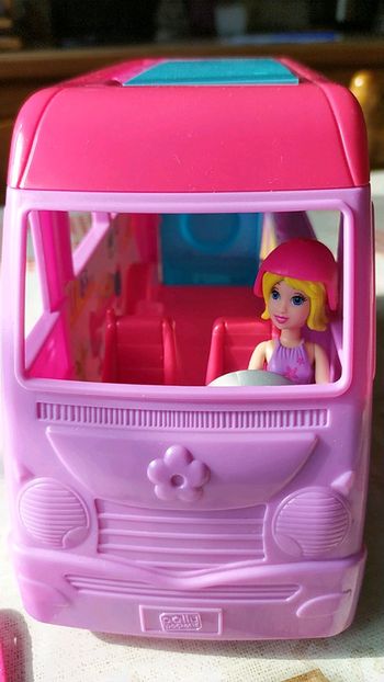 Polly pocket camping car aventure+ trotinette+accessoires