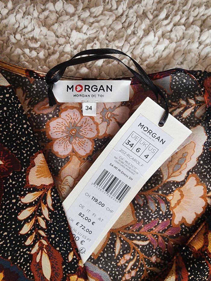 Robe noire motifs fleuris Morgan neuve T.34/XS - photo numéro 3