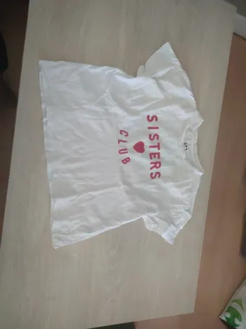 T-shirt manches courtes blanc sisters club la halle 12 ans
