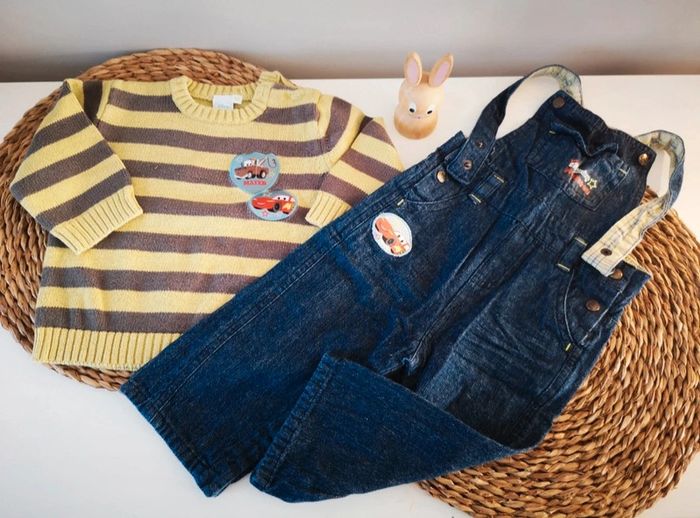 Ensemble salopette cars 12M