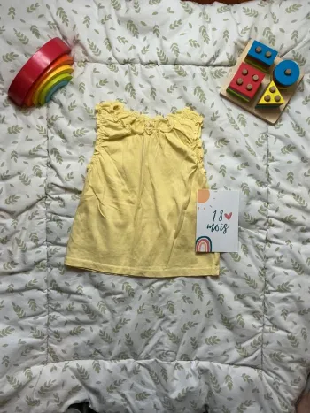 teeshirt manches courtes jaune kimbaloo 18 mois