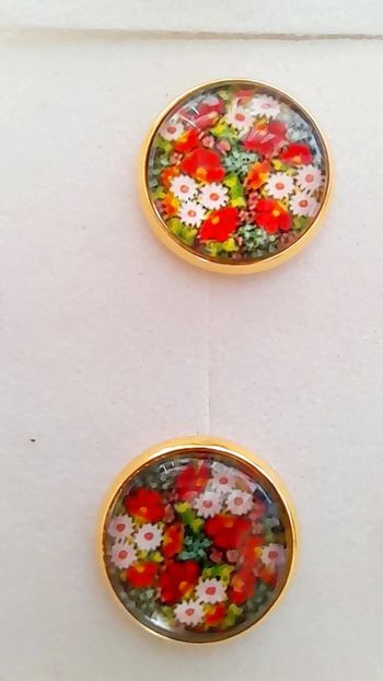 Boucles d oreilles bouton fleuri