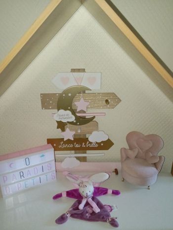 Doudou attache tétine lapin cerise 