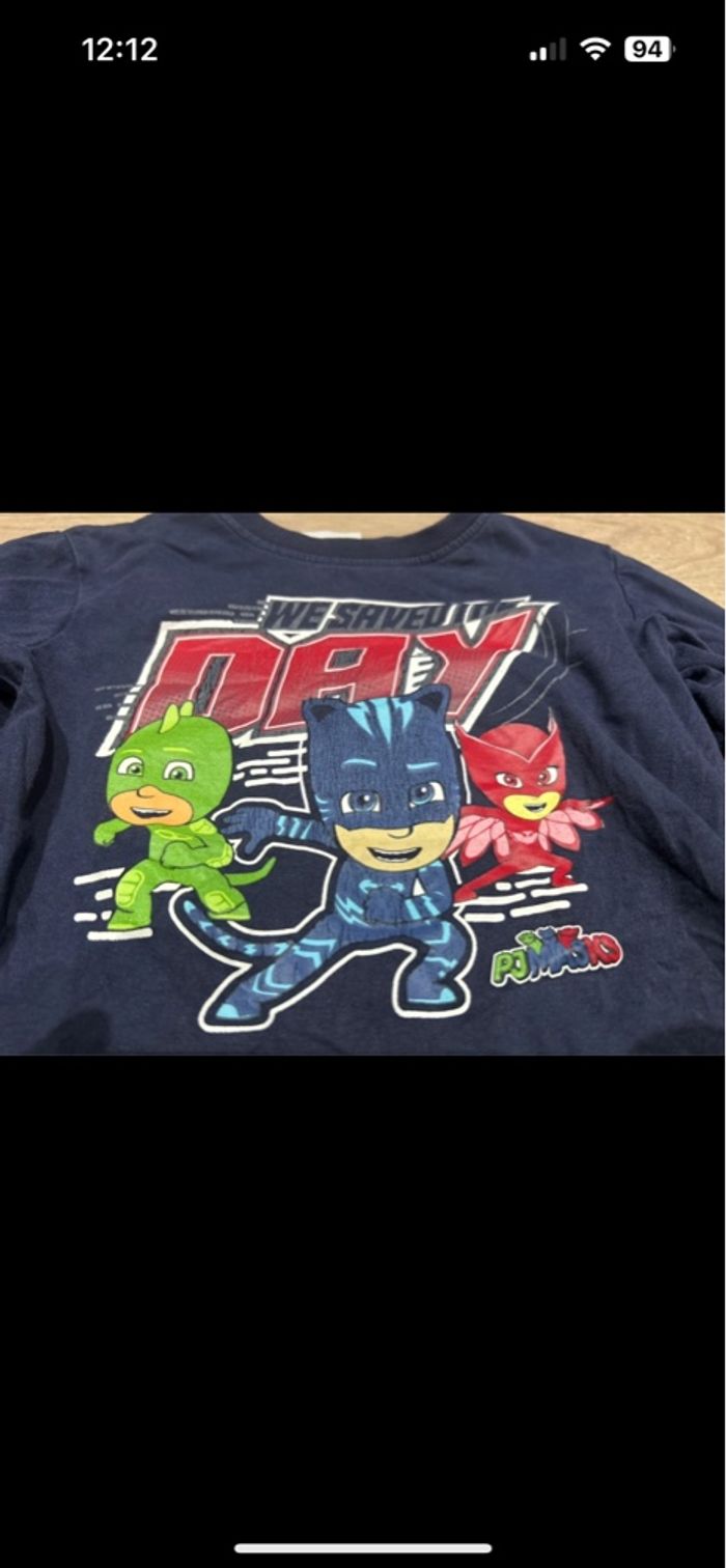 Teeshirt manches longues pyjamax bleu marine et rouge 5 ans - photo numéro 4