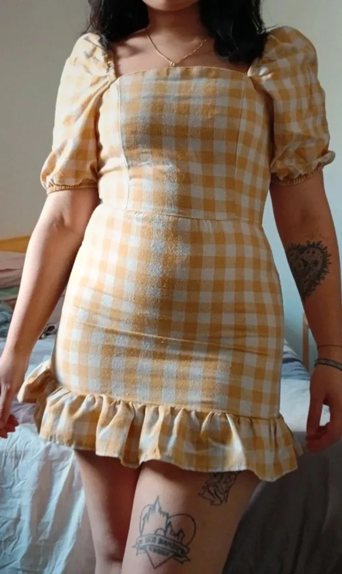 Petite robe d'été vichy jaune - photo numéro 2