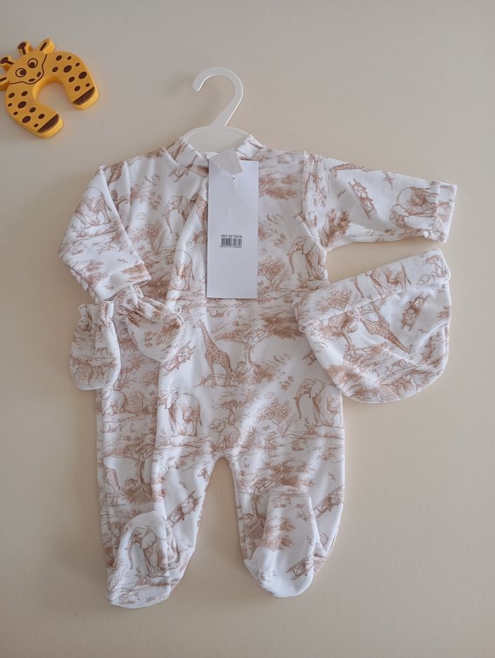 Ensemble bébé naissance pyjama savane beige